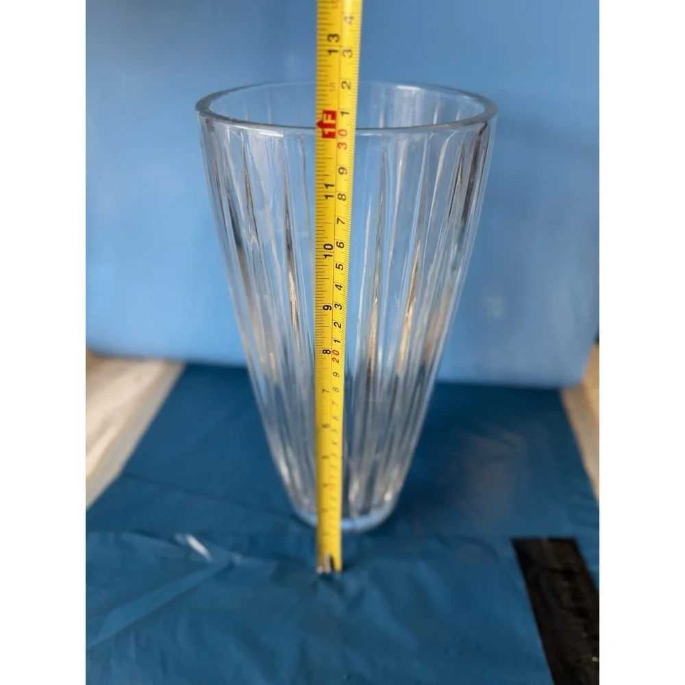 Mikasa Clear Ribbed Glass Vase Tall Fluted Flower Vase‎ 12
